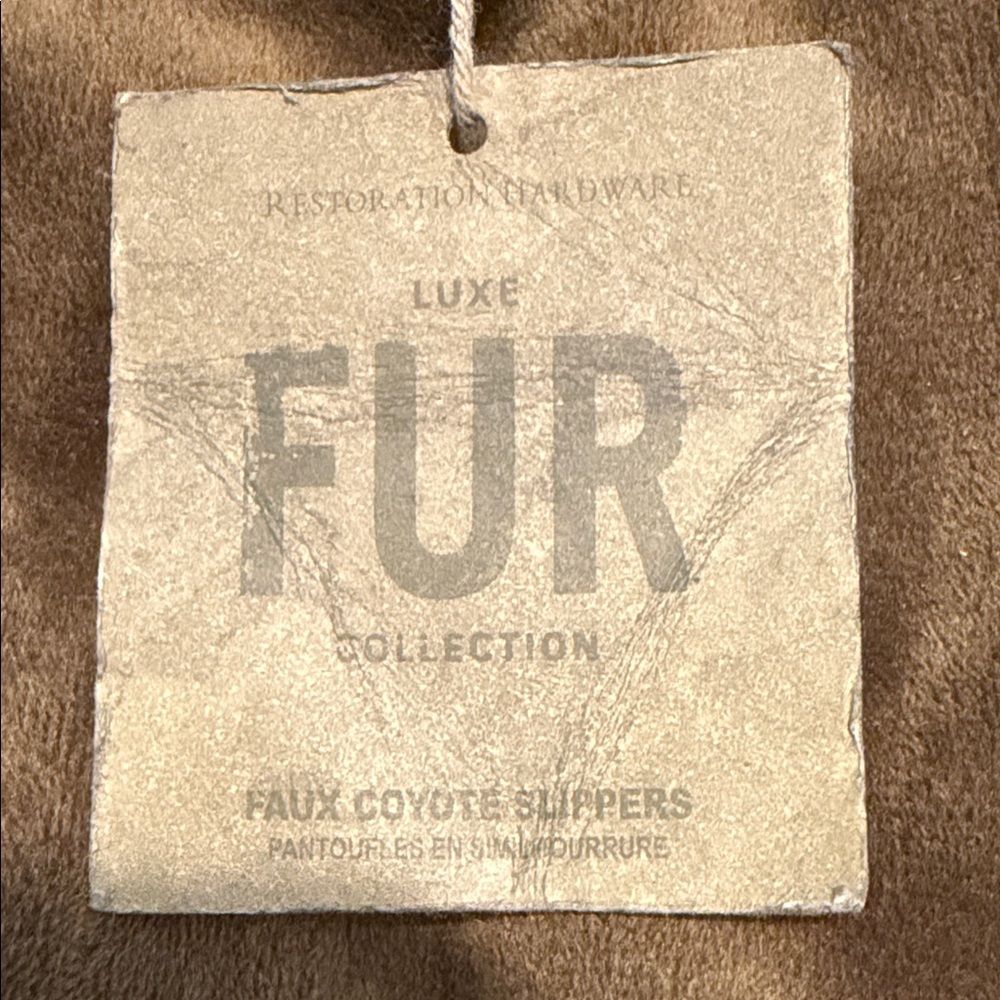 Restoration Hardware Faux Fur Lined Brown Slippers size w 8-11 - Picture 3 of 4